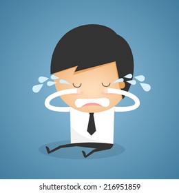 Businessman sit crying