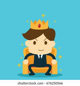 businessman is sit on the throne like a king.success business concept.