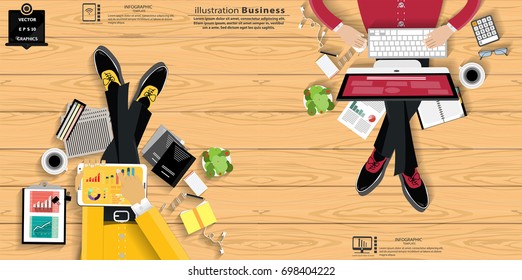  Businessman sit work and Tablet,Computer,- Technology Contact  Communication  Online  -  modern Idea and Concept Vector illustration Business Infographic template with Work Accessories,icon. 
