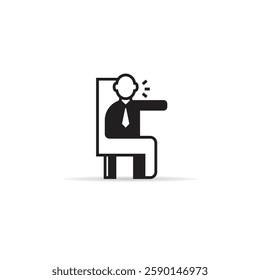 businessman sitting and blaming icon with shadow on white background