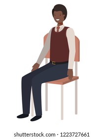 businessman sitting in chair avatar character