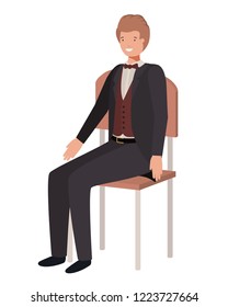 businessman sitting in chair avatar character