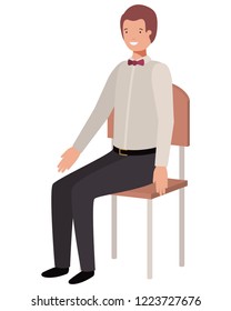 businessman sitting in chair avatar character
