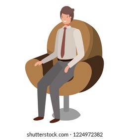 businessman sitting in chair avatar character