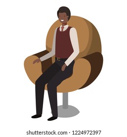 businessman sitting in chair avatar character