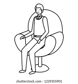 businessman sitting in chair avatar character