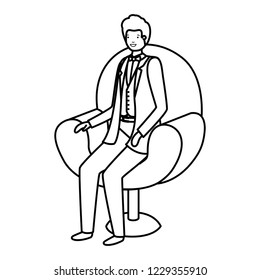 businessman sitting in chair avatar character