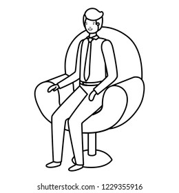 businessman sitting in chair avatar character