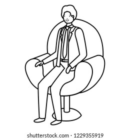 businessman sitting in chair avatar character