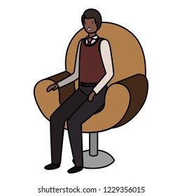 businessman sitting in chair avatar character