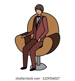 businessman sitting in chair avatar character
