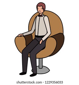 businessman sitting in chair avatar character