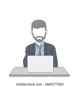 businessman is sitting at the computer. vector illustration.