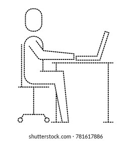 businessman sitting desk laptop working