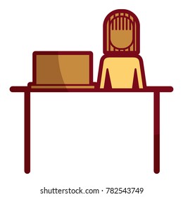 businessman sitting desk laptop working