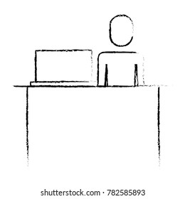 businessman sitting desk laptop working