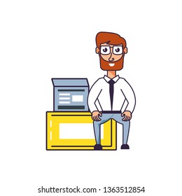 businessman sitting in document