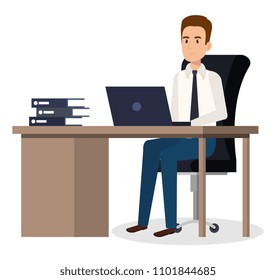 Business People Deskvector Illustration Cartoon Character Stock Vector ...