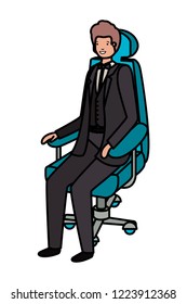 businessman sitting in office chair avatar character