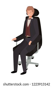 businessman sitting in office chair avatar character