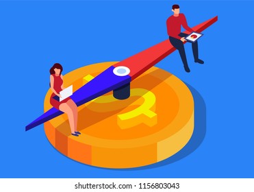 Businessman sitting on business compass