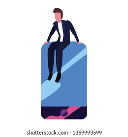 businessman sitting on cellphone