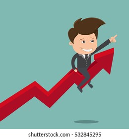 Businessman sitting on the chart growing chart , Business concept  - vector illustration