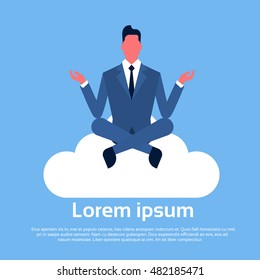 Businessman Sitting on Cloud Concept Flat Vector Illustration