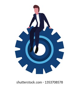 businessman sitting on gear
