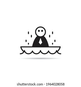 Businessman Sitting On Sinking Boat Icon Vector