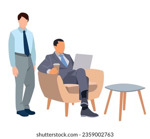 Geschäftsmann, der mit Computer auf dem Sofa sitzt