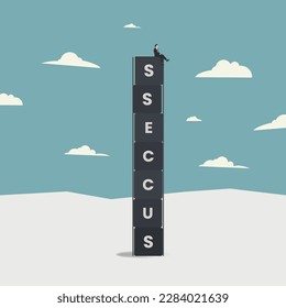 Businessman sitting on SUCCESS building design vector illustration
