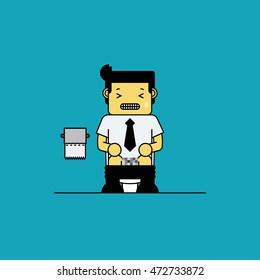 Businessman sitting on toilet, 