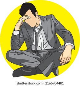businessman sitting on yellow background vector