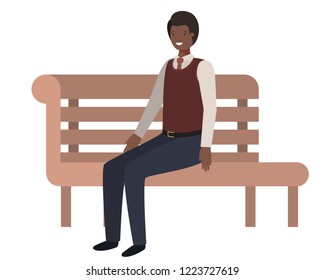businessman sitting in park chair avatar character
