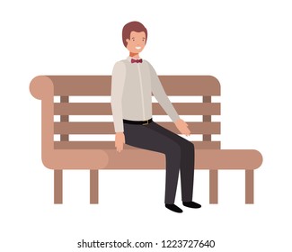 businessman sitting in park chair avatar character