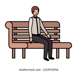 businessman sitting in park chair avatar character