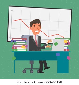 Businessman sitting at table angry