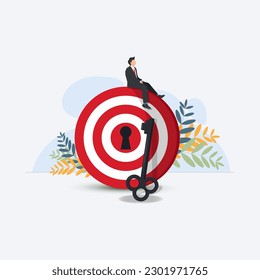 Empresario sentado en la ilustración vectorial de diseño de bloqueo de destino