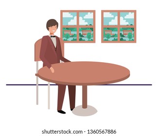 businessman sitting with view the landscape by window