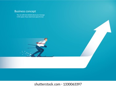 businessman ski on arrow to achieving success vector eps10