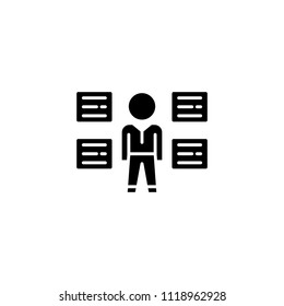 Businessman skills black icon concept. Businessman skills flat  vector symbol, sign, illustration.