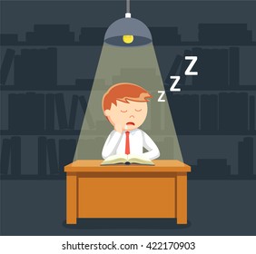 businessman sleep when reading