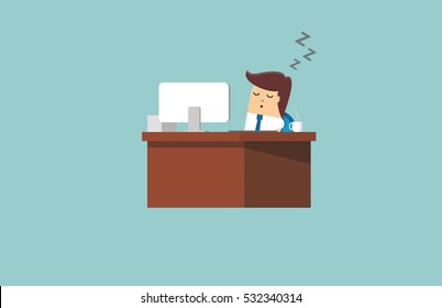 businessman sleeping concept vector flat illustration