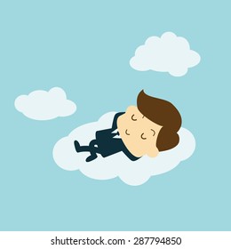 businessman sleeping on cloud