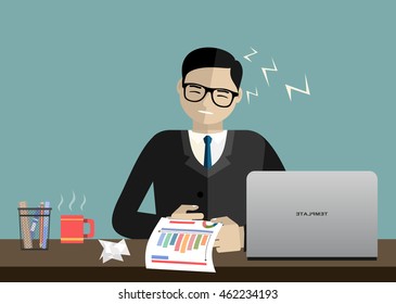 Businessman Sleeping Work Man Asleep Desk Stock Vector (Royalty Free ...