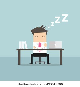 Businessman sleeping at works flat design vector