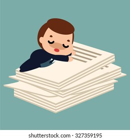 businessman sleeps on paper
