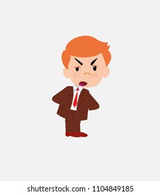 Businessman is slightly angry.