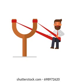 businessman in slingshot